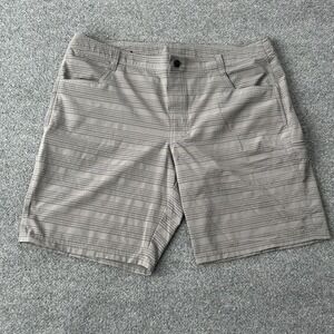 Kuhl Shorts Mens 40 Gray Stripe Lightweight Travel Chino Adjustable 10 Inch